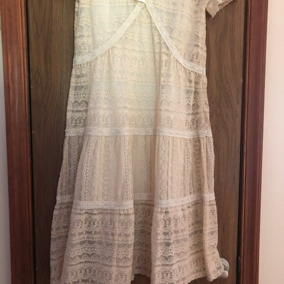 Sundance Dress XS Cream Lace Short Sleeved Fit & Flare w/Slip NEW Boho Romantic - Picture 3 of 6